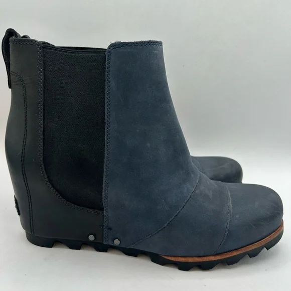 Sorel Navy and Black Wedge Chelsea Ankle Boots - Picture 3 of 11